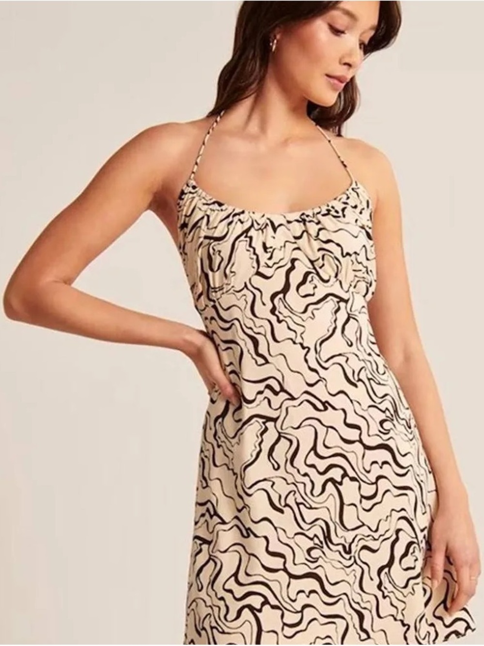 Abercrombie & Fitch Cream Mini Dress with Black Swirl Print